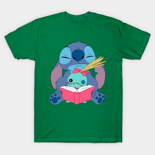 Stitch read a book T-Shirt by Nykos